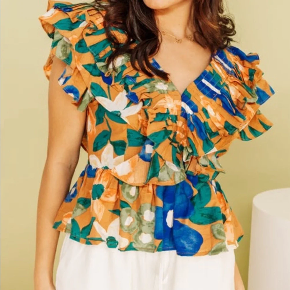 Entro Multicolor Ruffle Blouse - Picture 3 of 7